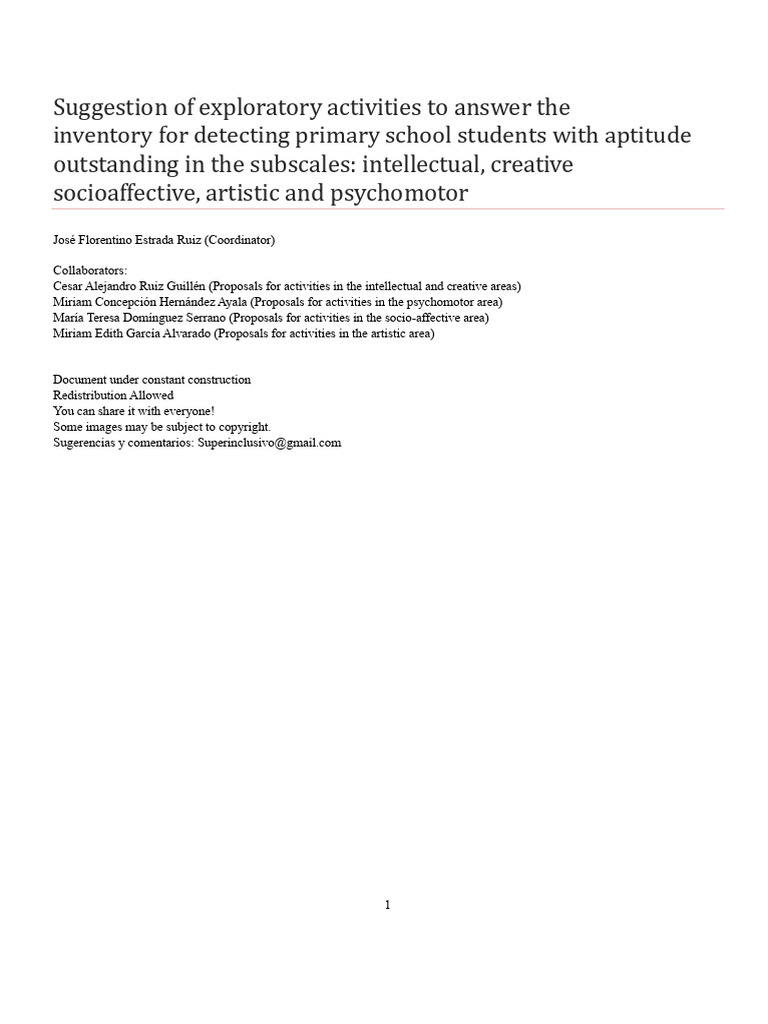 Exploratory Activities for Student Aptitude | PDF | Empathy | Science