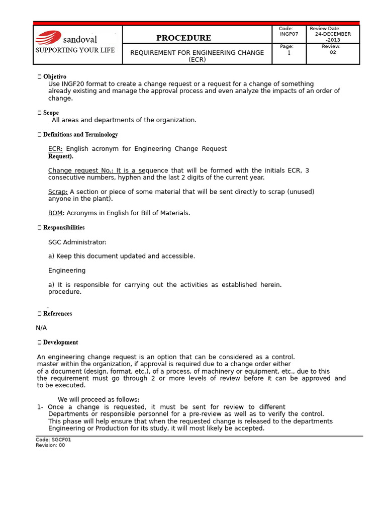 Ingp07 Engineering Change Requirement Ecr Rev.02 | PDF
