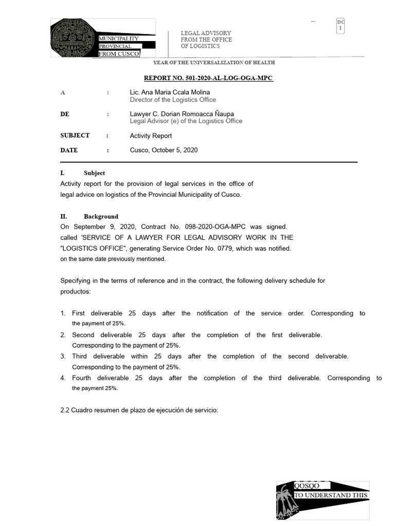 Legal Advisory Activity Report 2020 | PDF | Business | Justice