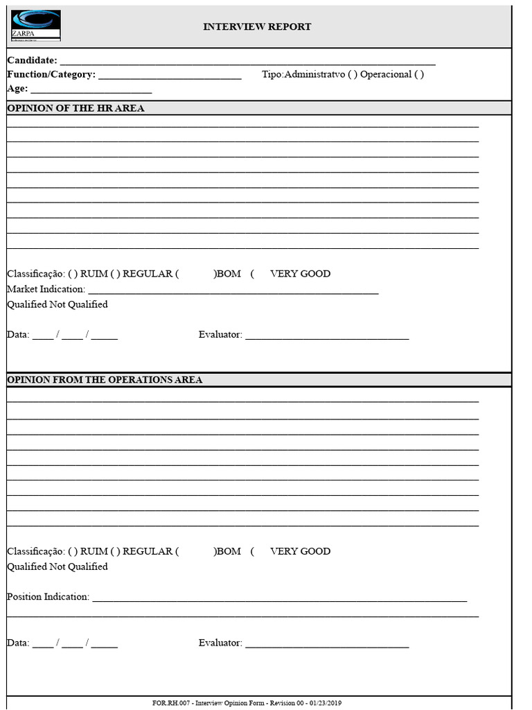 FOR.RH.007 - Interview Assessment Form.xlsx | PDF