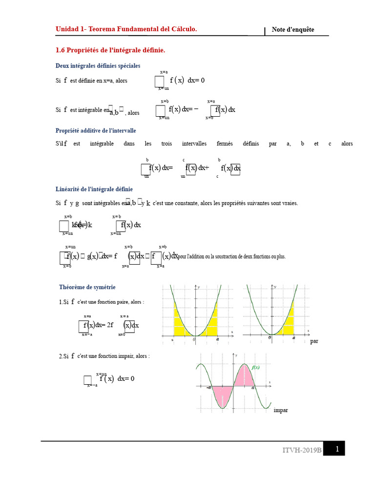 Propriétés de l'intégrale définie | PDF | Intégral | Mathématiques ...