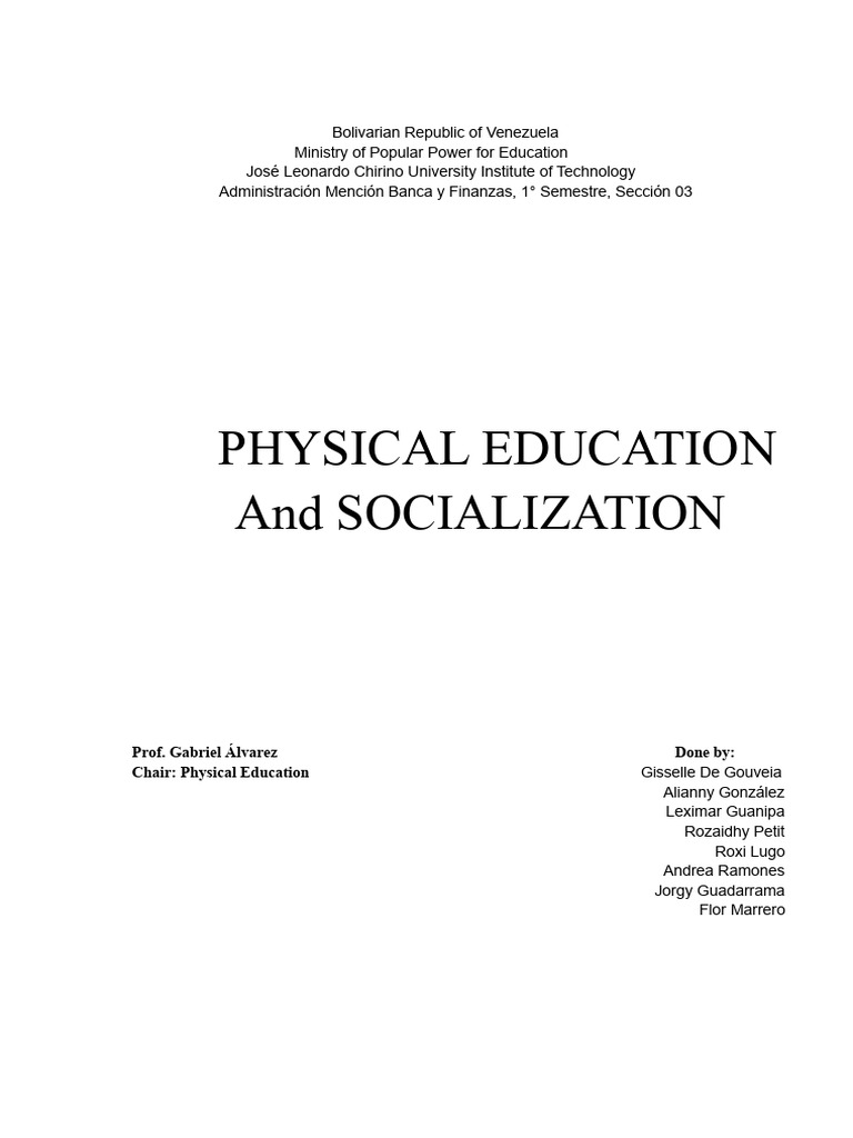 Physical Education and Socialization | PDF | Mental Disorder | Well Being