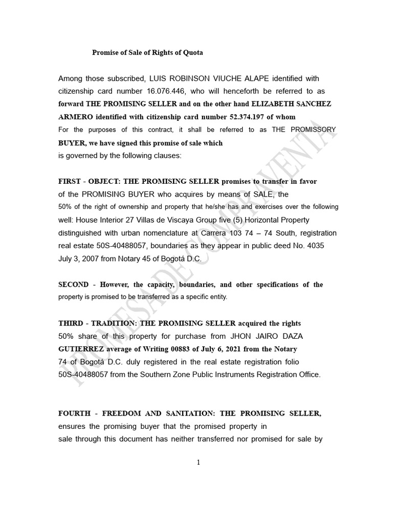 Promise of Sale for Property Rights | PDF | Deed | Mortgage Law