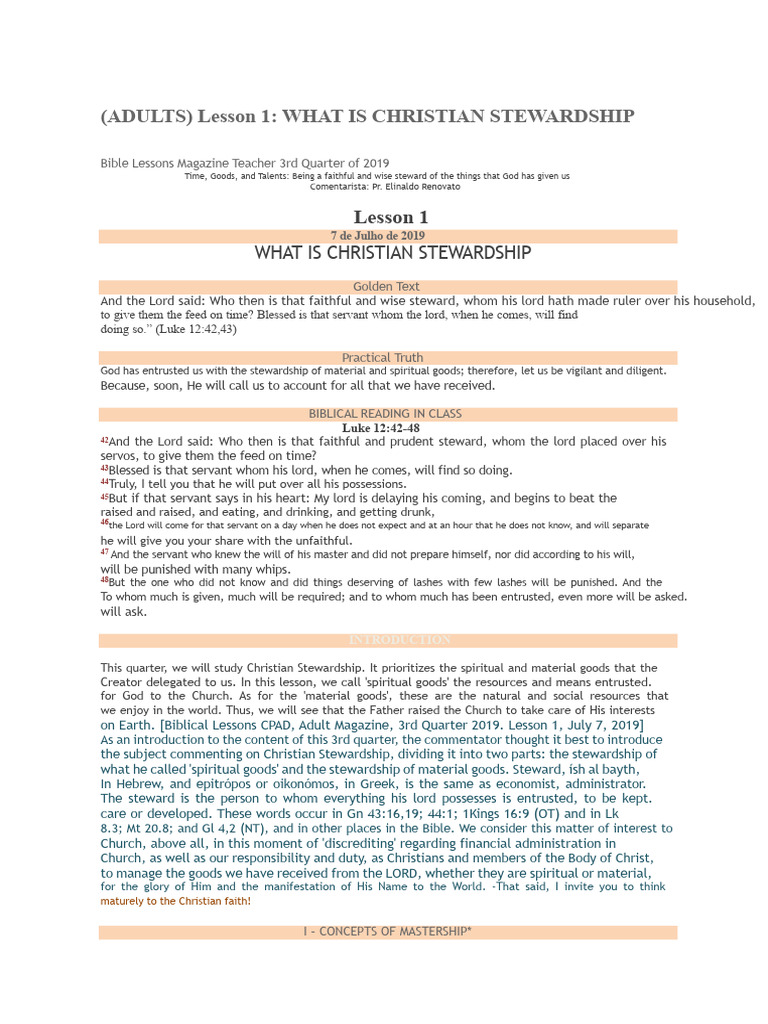 Understanding Christian Stewardship | PDF | Jesus | Faith