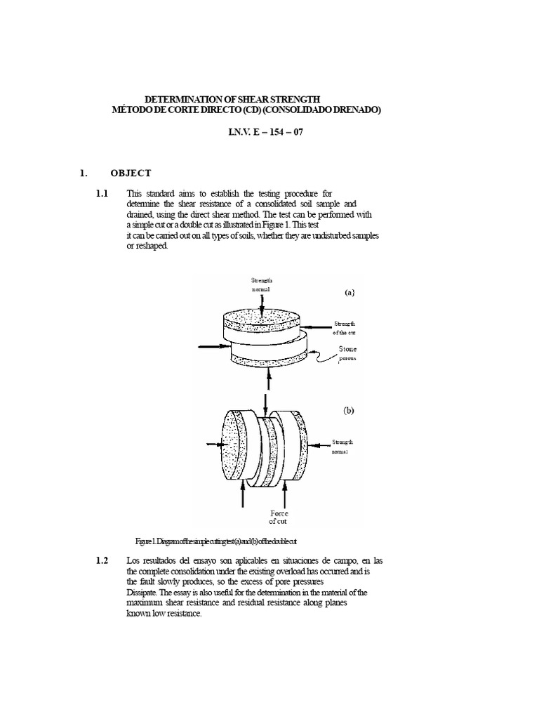 Standard INV E-154-07 Determination of shear strength direct shear ...