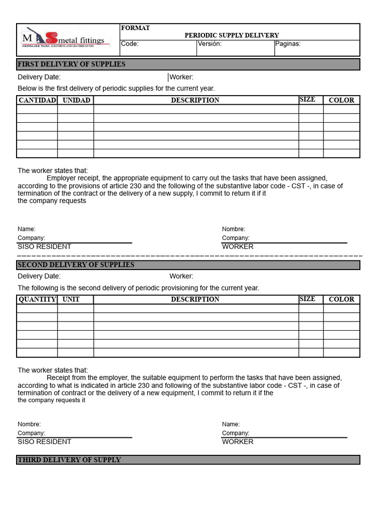 Periodic Supply Delivery Records | PDF | Labor | Economies