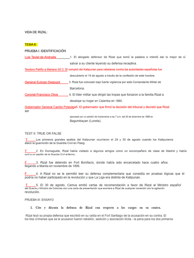 Vida y legado de José Rizal: defensa y sacrificio | PDF