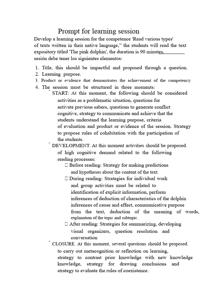 PROMPT For Learning Session | PDF