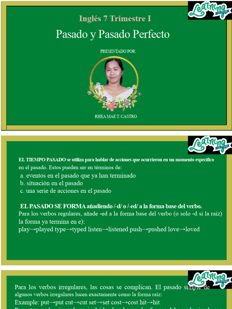 Inglés 7 Pasado y Pasado Perfecto Powerpoint | PDF | Verbo | Lingüística