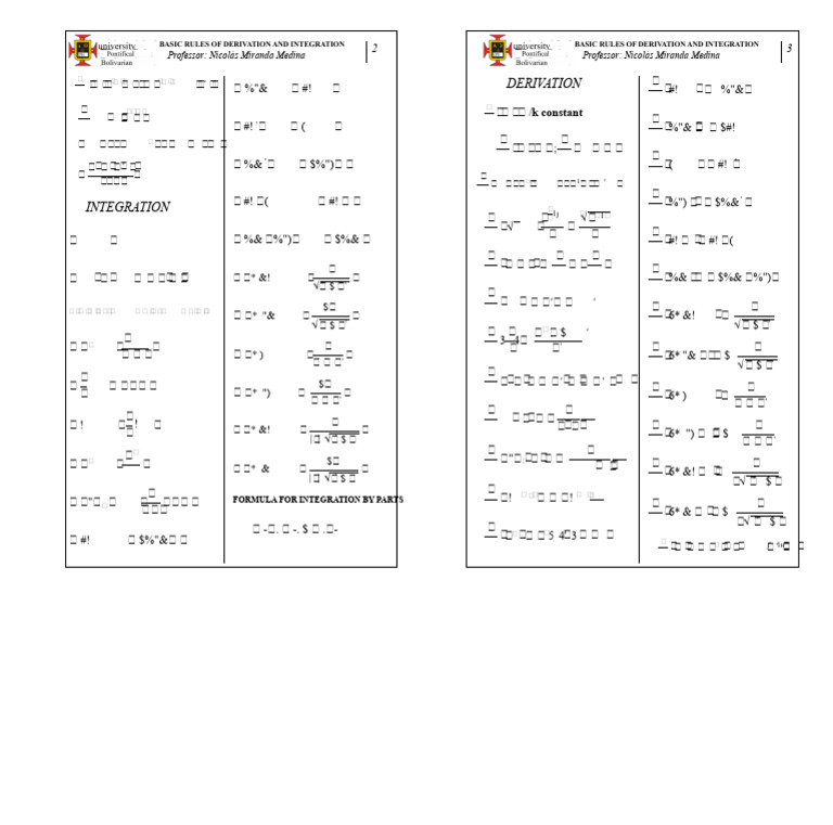 Derivation and Integration Basics | PDF | Integral | Derivative