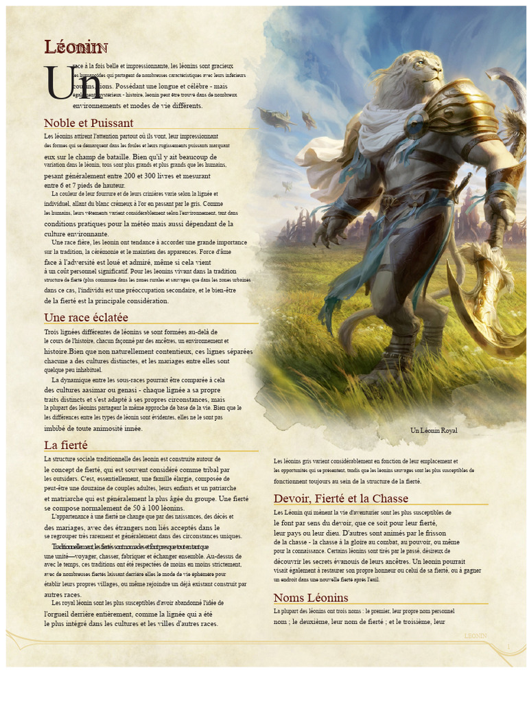 Caractéristiques et culture des Léonins | PDF | Lion