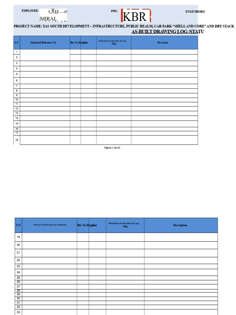 Log de Desenho As-Built Yas South | PDF