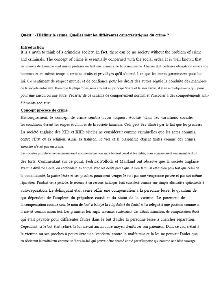 Caractéristiques et définition du crime | PDF | Criminologie | Crimes