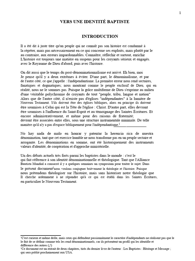 Identité et Principes des Baptistes | PDF | Baptisme | Dieu