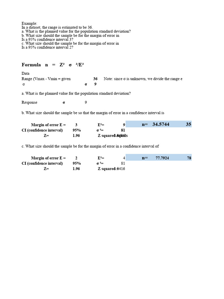 Sample Size Calculation for Confidence Intervals | PDF | Errors And ...