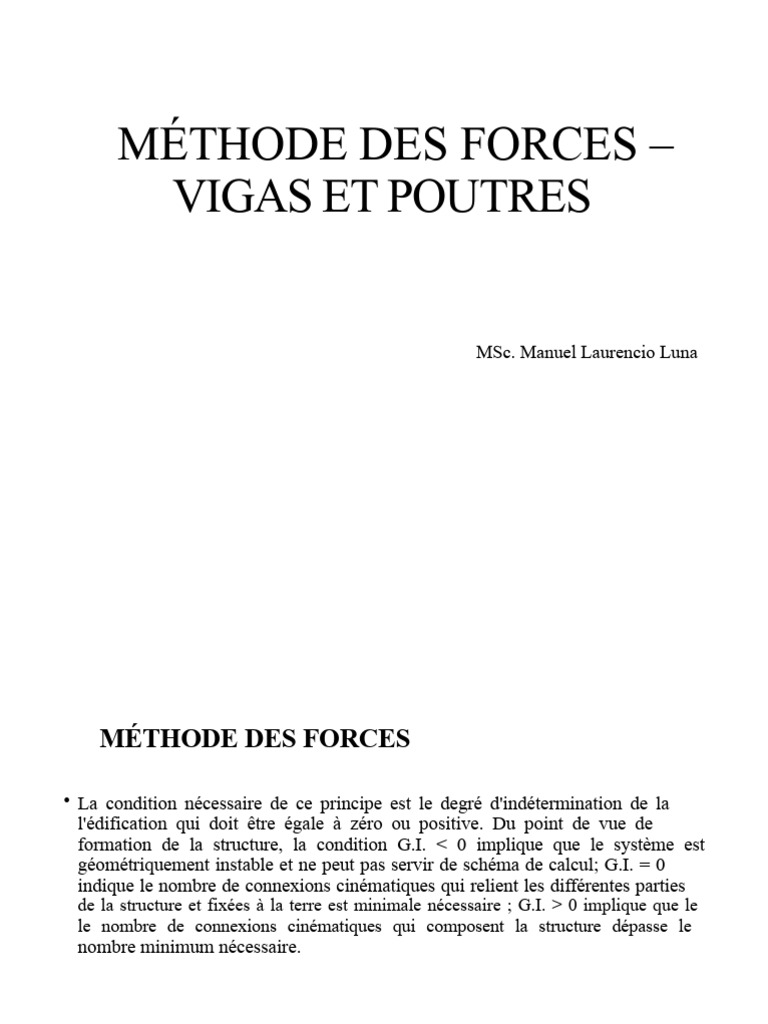 Méthode des Forces : Indétermination et Calcul | PDF | Mécanique ...