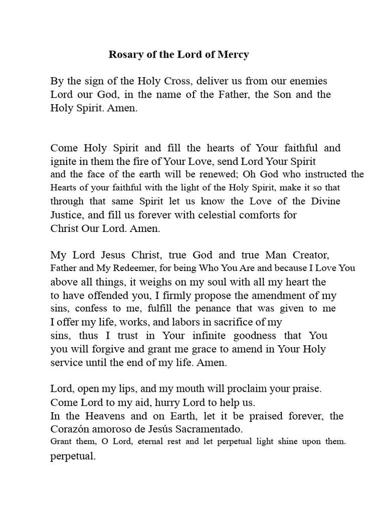 Rosary Prayers for Divine Mercy | PDF | Lord's Prayer | God The Father