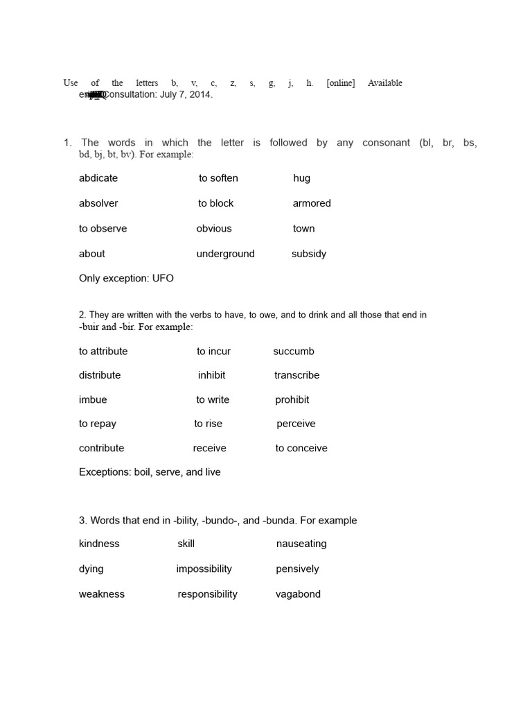 Use of the Letters b | PDF | Word | Syntax