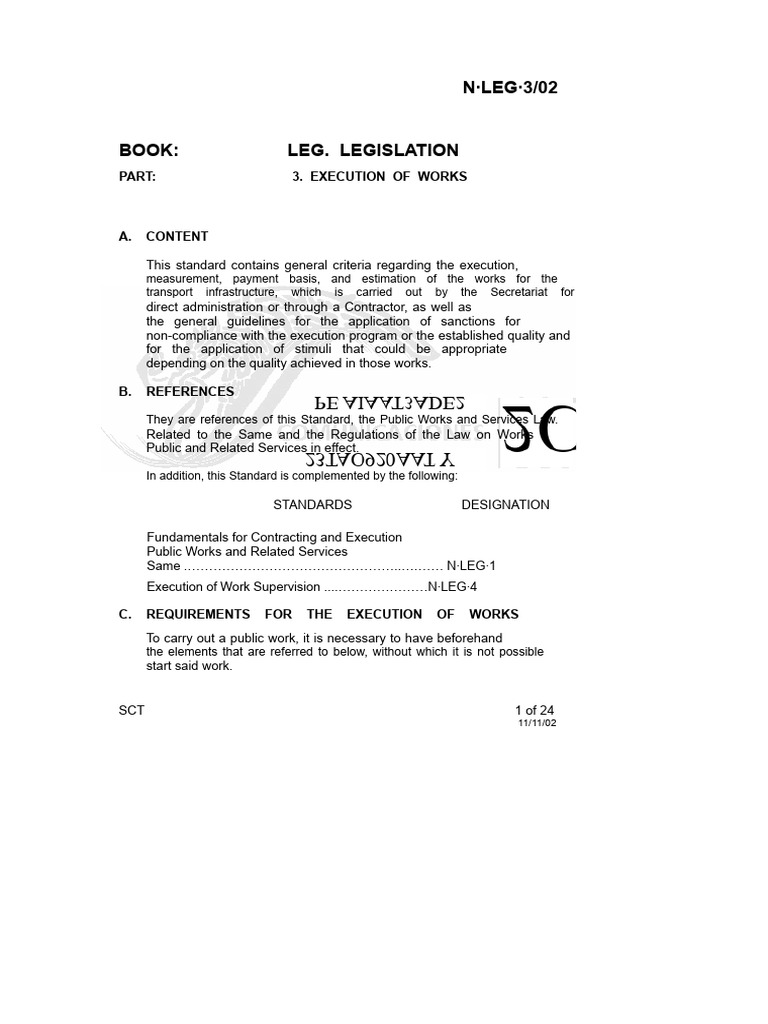 24. N-LEG-3-02 - Execution of Works | PDF | Prices | Road