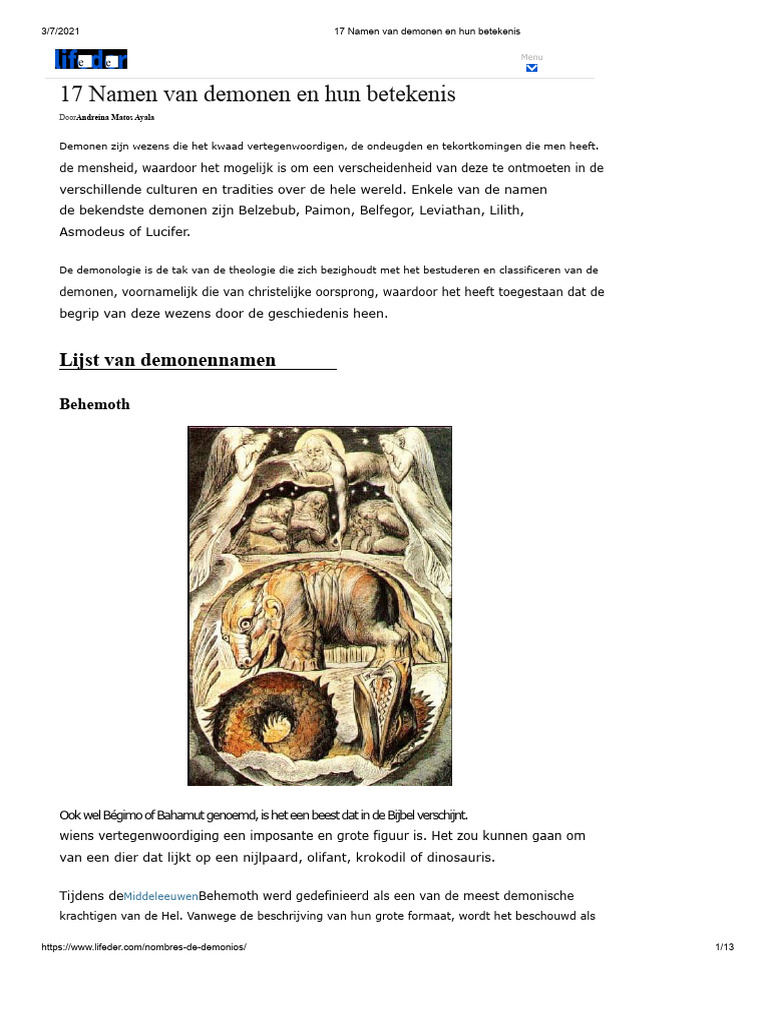 17 Namen Van Demonen en Hun Betekenis | PDF