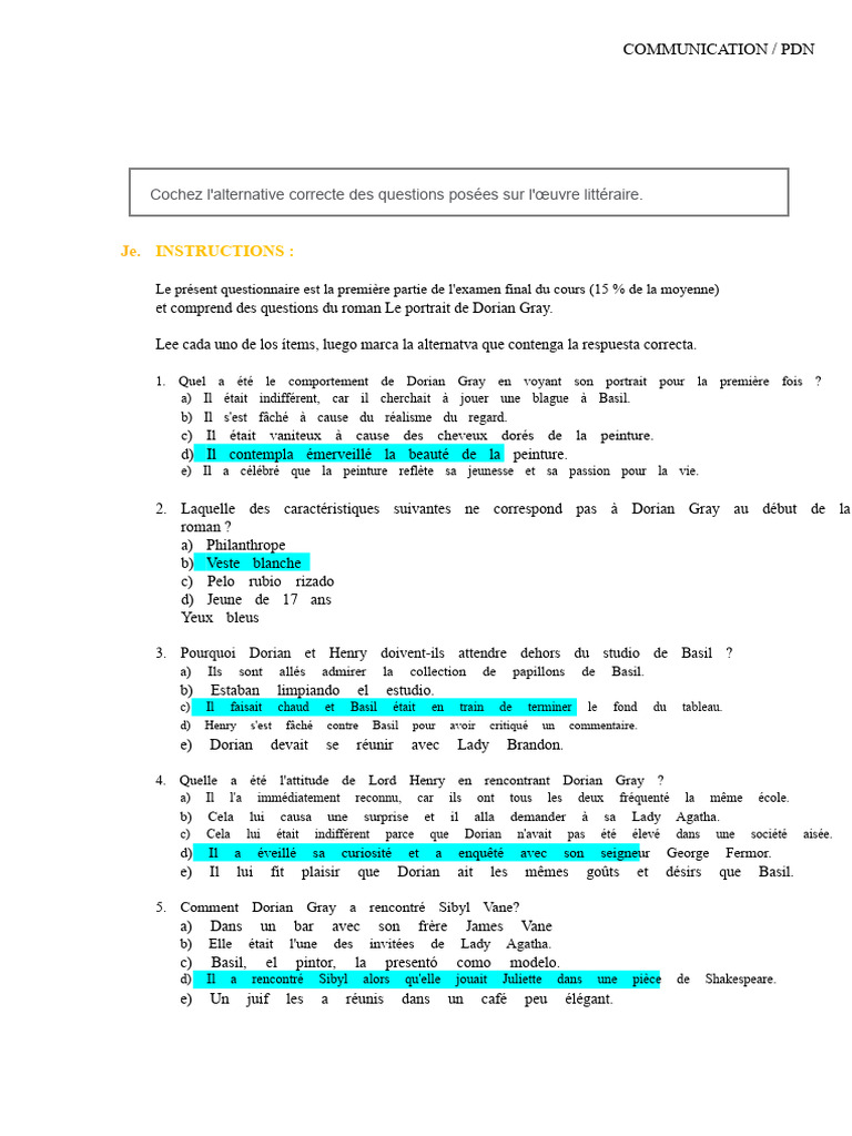 Questionnaire sur 