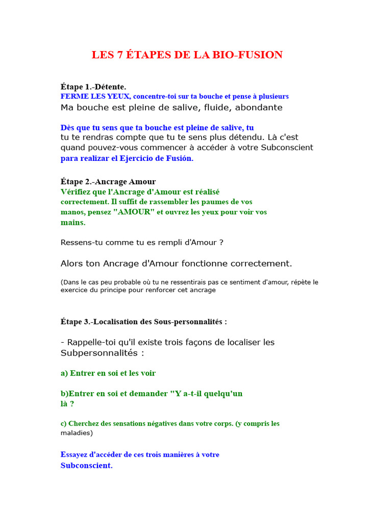Les 7 Étapes de La Bio-Fusion | PDF