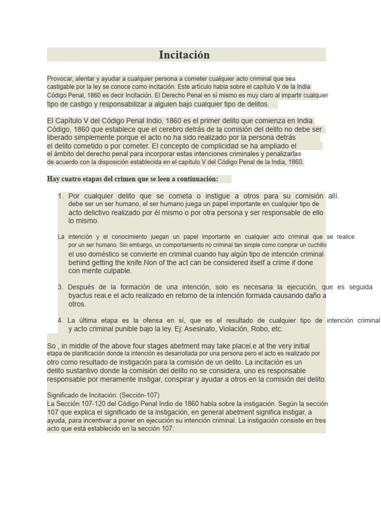Incitación en el Código Penal Indio | PDF | Crímenes | Crimen y violencia