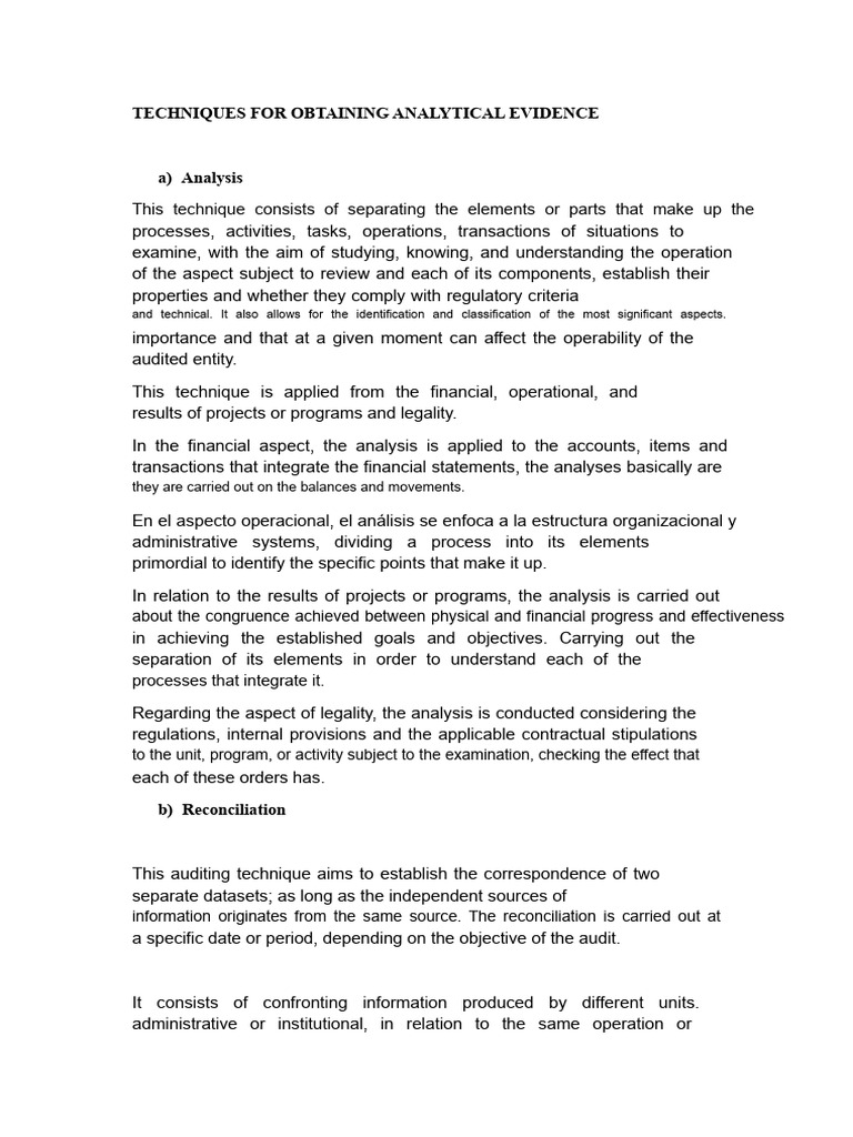 Analytical Evidence Acquisition Techniques | PDF | Audit