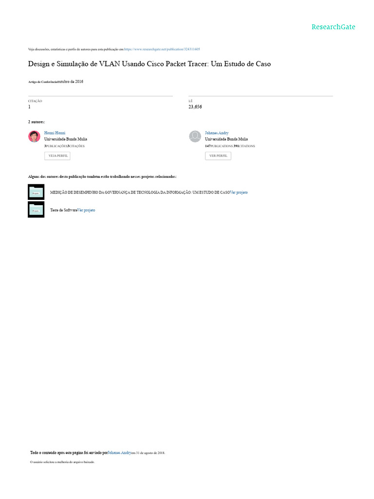 Design e Simulação de VLAN com Cisco | PDF | Rede de computadores ...