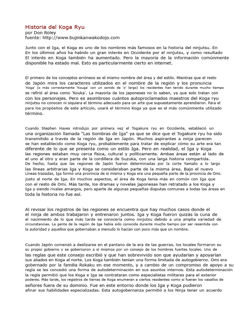 Historia y mitos del Koga Ryu Ninjutsu | PDF | Ninja | Shogun