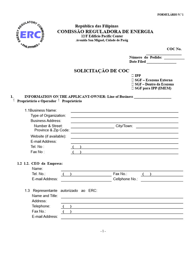 Solicitação de COC para Geração de Energia | PDF