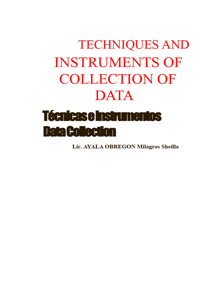 Techniques and Instruments For Data Collection | PDF | Methodology ...
