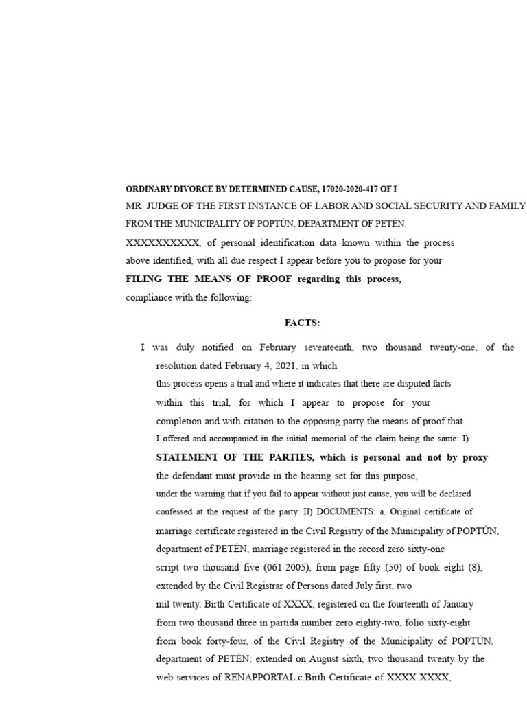 Memorandum For The Completion of Evidence | PDF | Trials | Birth ...