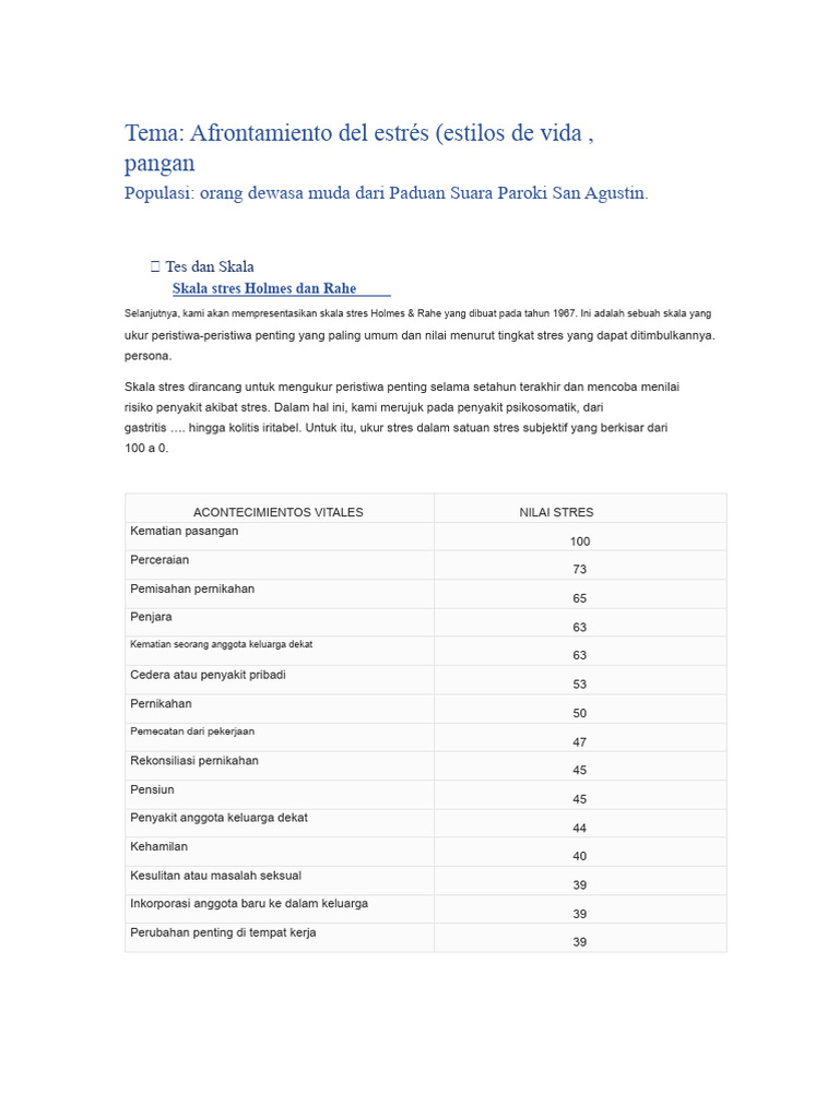 Skala Stres dan Teknik Mengatasi Stres | PDF