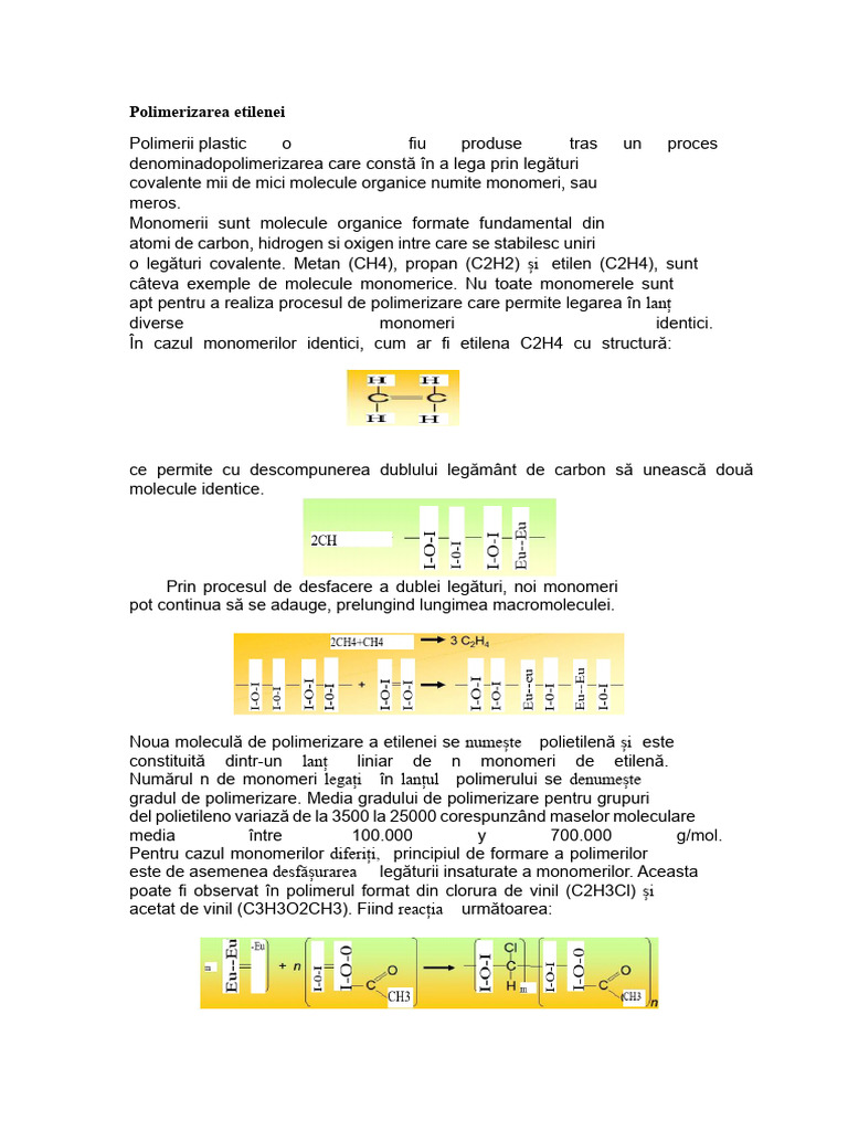 Polimerizarea Etilenei | PDF
