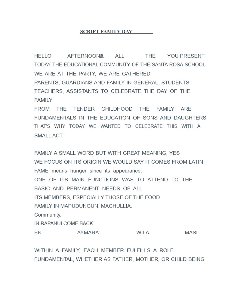 Script Family Day - Copy | PDF | Human Development | Human Life Stages