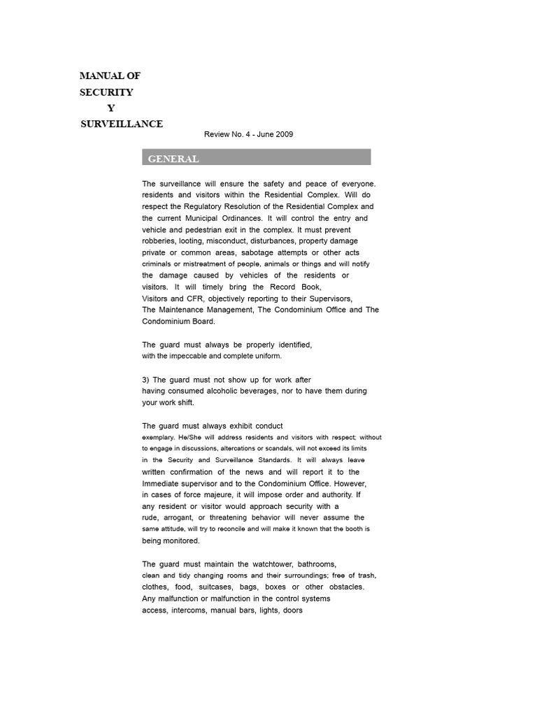 Fresh Look at Security Surveillance Manual For Residents Pdf