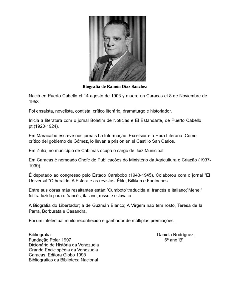 Biografia de Ramón Díaz Sánchez | PDF