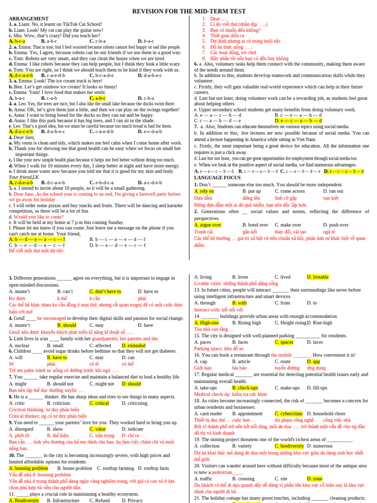 Mid-Term Test Revision Guide | PDF | Energy Development