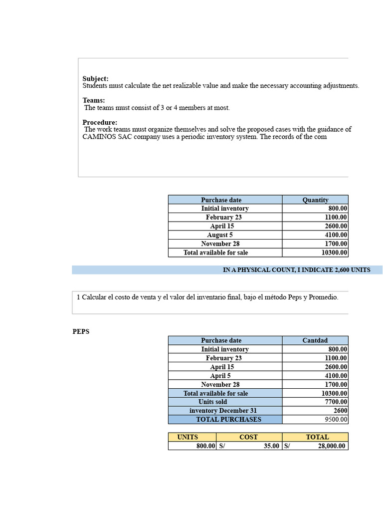 Group 1 - Practical Cases | PDF | Cost Of Goods Sold | Inventory
