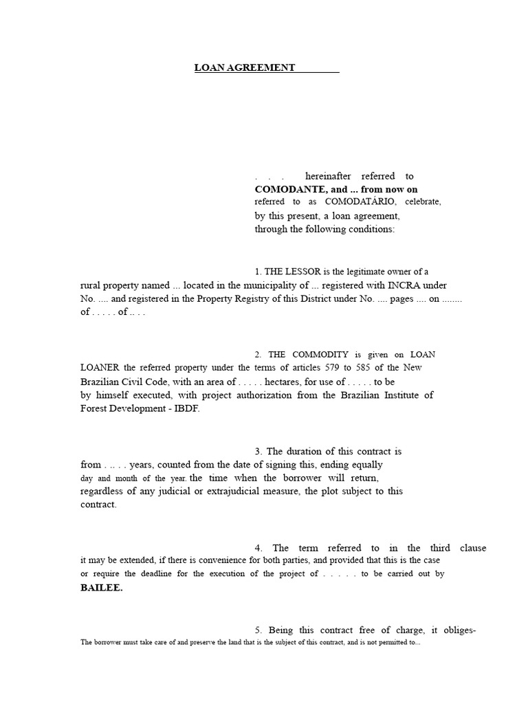 Model Loan Agreement For Rural Property - Loan Agreement For Property ...