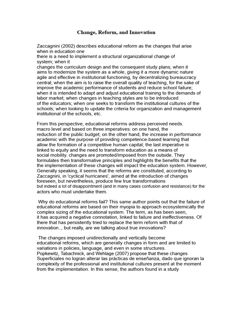 Understanding Educational Reform and Innovation | PDF | Innovation | Idea