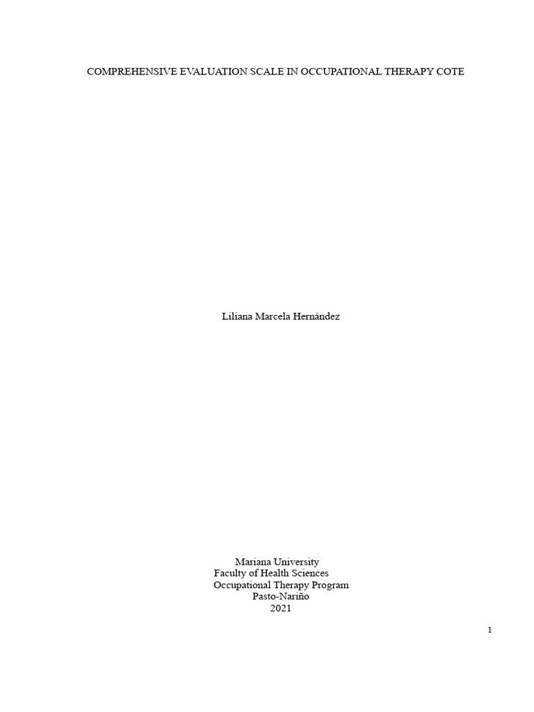 COTE Scale for Occupational Therapy Evaluation | PDF | Occupational ...