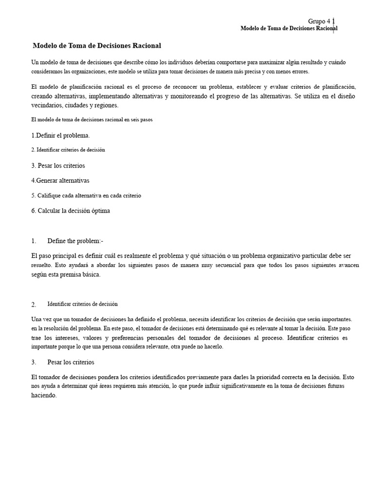 Modelo de Toma de Decisiones Racional | PDF | Toma de decisiones ...