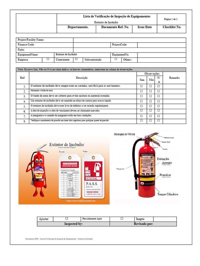Checklist de Inspeção de Extintores | PDF