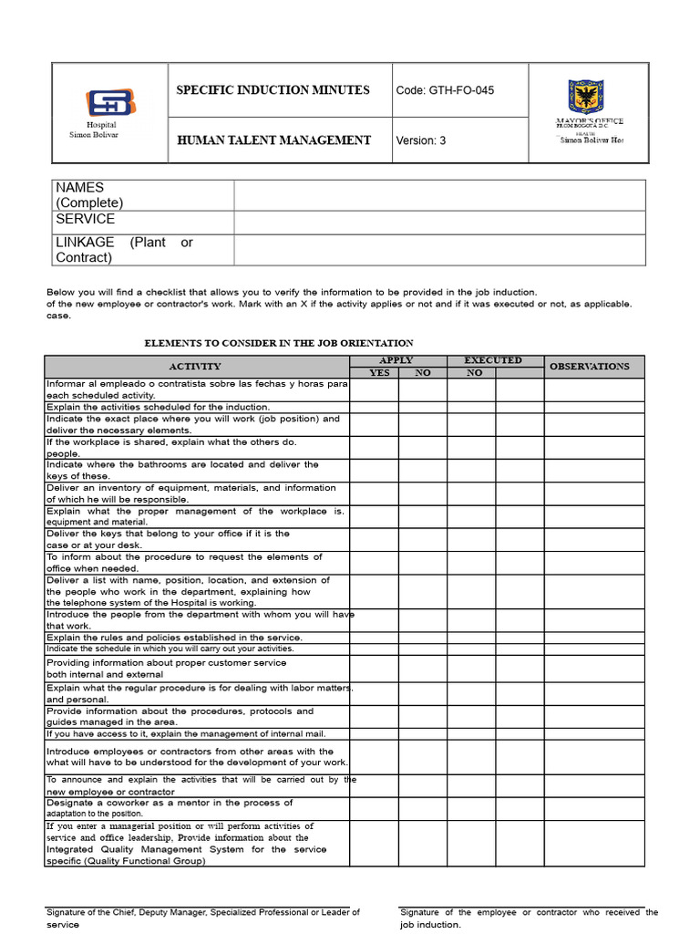 New Employee Induction Checklist | PDF | Employment | Economies