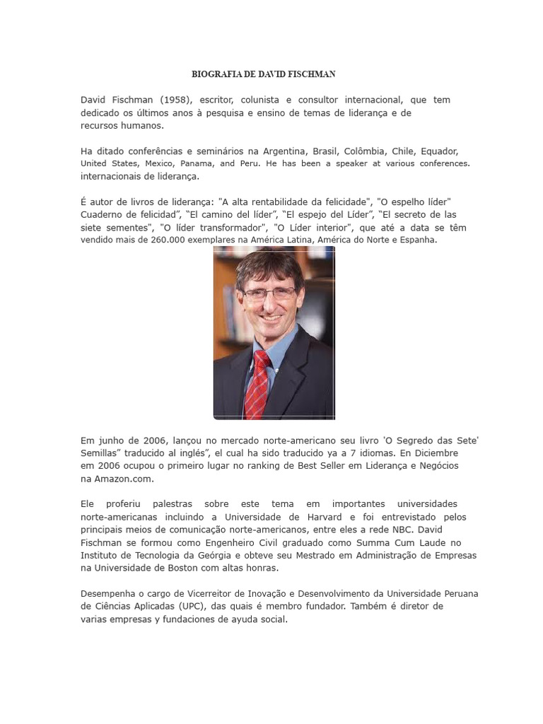 Biografia e ensinamentos de David Fischman | PDF | Peru | Realidade
