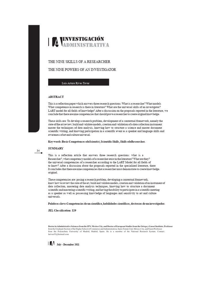 Competencies of A Researcher | PDF | Knowledge | Quantitative Research