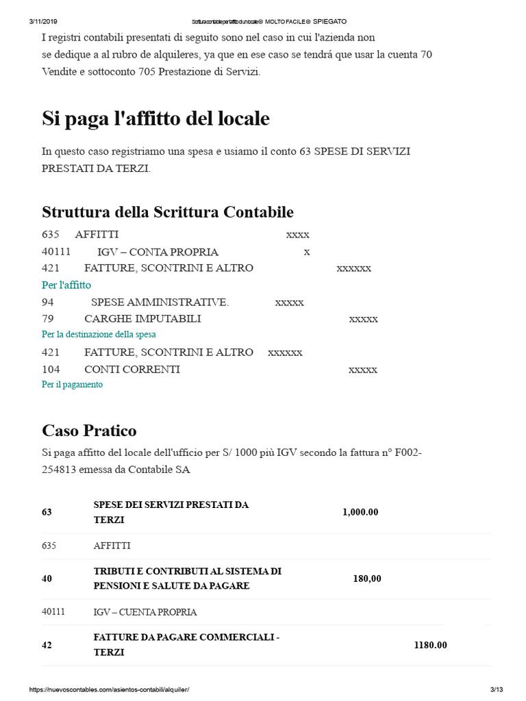 Scrittura Contabile Di Affitto | PDF
