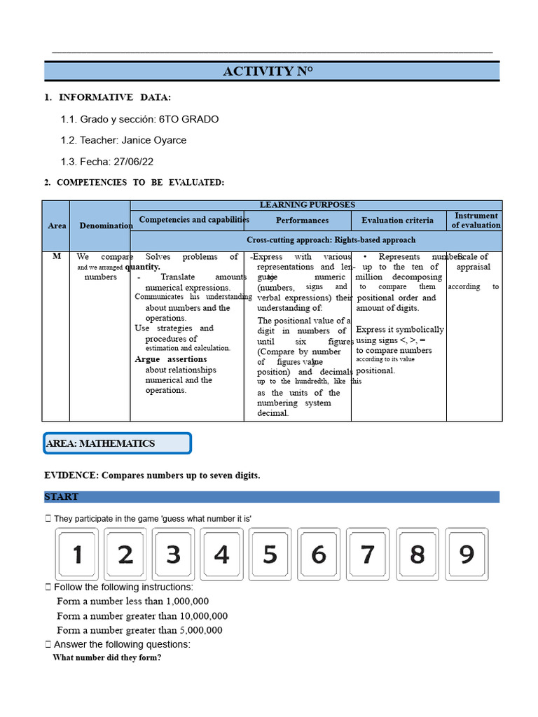 Comparing Large Numbers in Math Class | PDF | Numbers | Mathematics